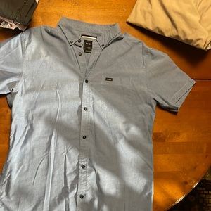 RVCA blue denim style button down. Large slim fit.